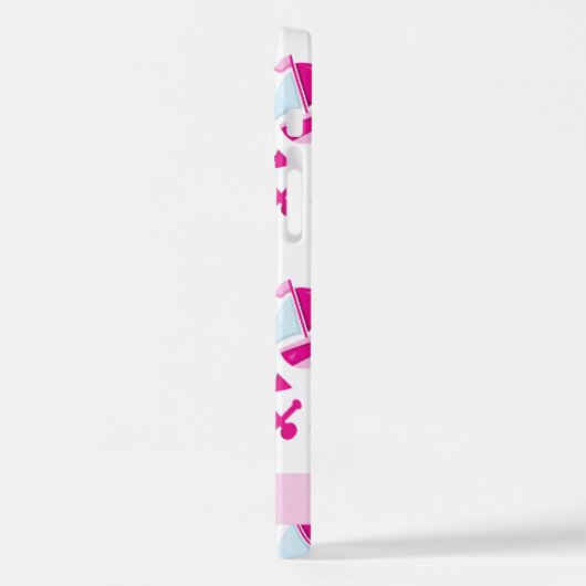 鯨の模様、ピンクの鯨、あなたの名前 iPhoneケース (左側面)