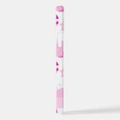 鯨の模様、ピンクの鯨、あなたの名前 iPhoneケース (右側面)