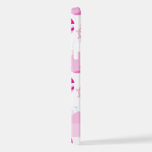 鯨の模様、ピンクの鯨、あなたの名前 iPhoneケース (右側面)