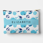 鯨の模様、青い鯨、あなたの名前 アクセサリーポーチ (裏面)