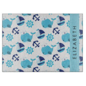 鯨の模様、青い鯨、あなたの名前 カッティングボード (正面)