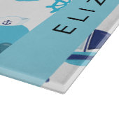 鯨の模様、青い鯨、あなたの名前 カッティングボード (角)