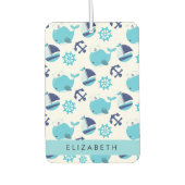 鯨の模様、青い鯨、あなたの名前 カーエアーフレッシュナー (正面)