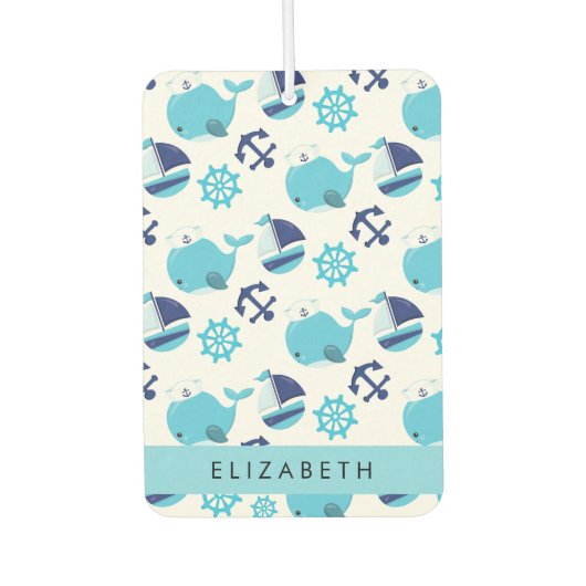 鯨の模様、青い鯨、あなたの名前 カーエアーフレッシュナー (正面)