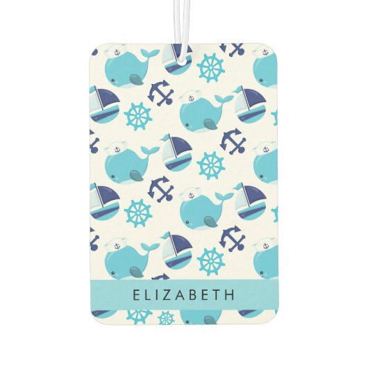 鯨の模様、青い鯨、あなたの名前 カーエアーフレッシュナー (裏面)