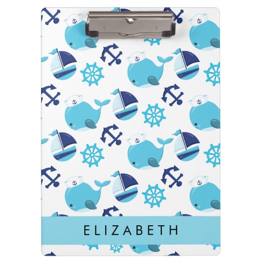 鯨の模様、青い鯨、あなたの名前 クリップボード (正面)
