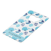 鯨の模様、青い鯨、あなたの名前 クレジットカード栓抜き (正面アングル)