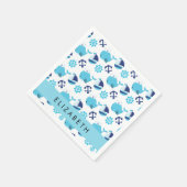 鯨の模様、青い鯨、あなたの名前 スタンダードカクテルナプキン (角)