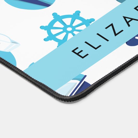 鯨の模様、青い鯨、あなたの名前 デスクマット (コーナー)