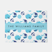 鯨の模様、青い鯨、あなたの名前 ドアマット (正面)