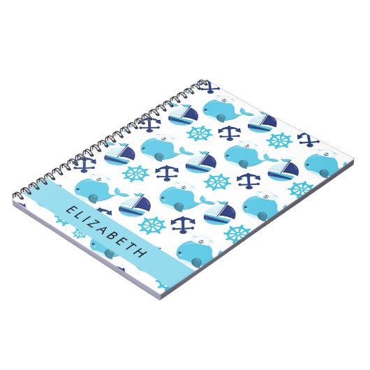 鯨の模様、青い鯨、あなたの名前 ノートブック (左側)