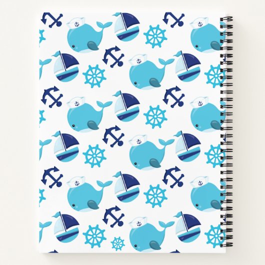 鯨の模様、青い鯨、あなたの名前 ノートブック (裏面)