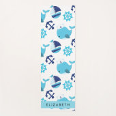 鯨の模様、青い鯨、あなたの名前 ヨガマット (正面)