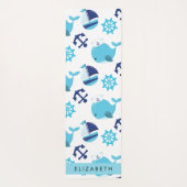 鯨の模様、青い鯨、あなたの名前 ヨガマット (裏面)