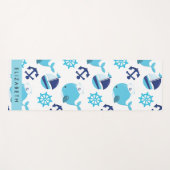 鯨の模様、青い鯨、あなたの名前 ヨガマット (正面(横))