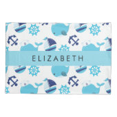 鯨の模様、青い鯨、あなたの名前 枕カバー (裏面)