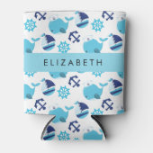 鯨の模様、青い鯨、あなたの名前 缶クーラー (正面)