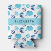 鯨の模様、青い鯨、あなたの名前 缶クーラー (裏面)