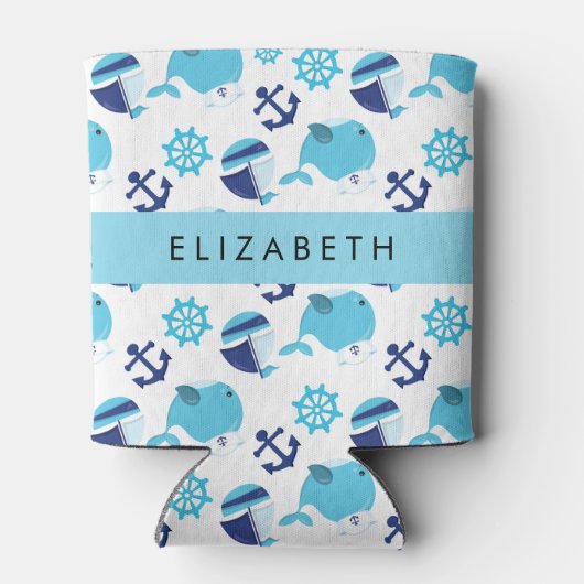 鯨の模様、青い鯨、あなたの名前 缶クーラー (裏面)