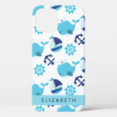 鯨の模様、青い鯨、あなたの名前 Case-Mate iPhoneケース (裏面)