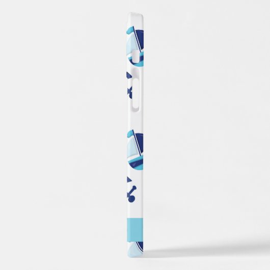 鯨の模様、青い鯨、あなたの名前 iPhoneケース (左側面)