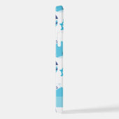 鯨の模様、青い鯨、あなたの名前 iPhoneケース (右側面)