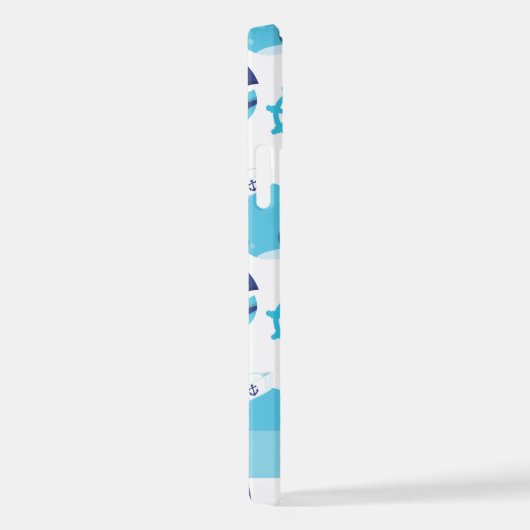 鯨の模様、青い鯨、あなたの名前 iPhoneケース (右側面)