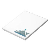鯨の母とベビーが海で泳ぐ ノートパッド (回転)