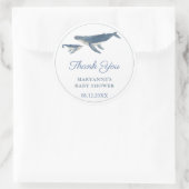 鯨の母親とベビーふくらはぎ赤ちゃんシャワーの好意 ラウンドシール (バッグ)