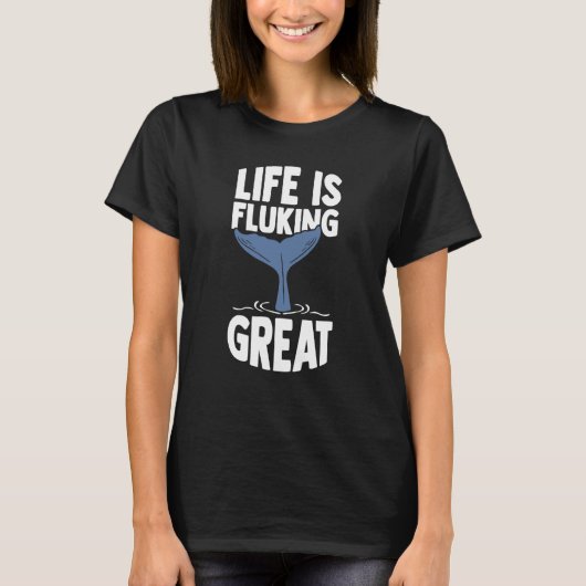 鯨の海の哺乳類のフラキング海とホエールウォッチング Tシャツ (正面)