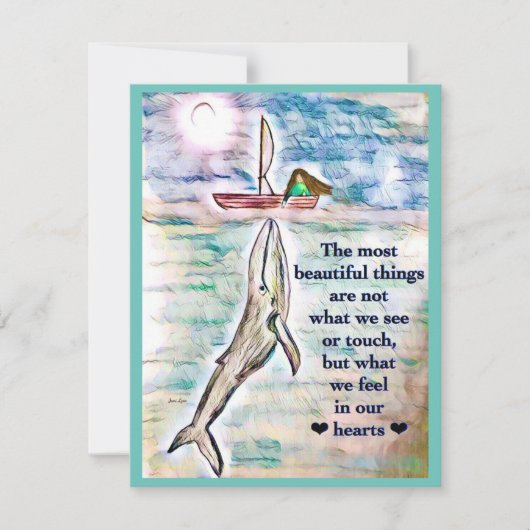 鯨の海絵画のグリーティングカードをカスタマイズ (正面)