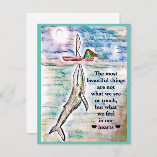 鯨の海絵画のグリーティングカードをカスタマイズ (正面/裏面)