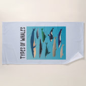 鯨の種類海哺乳類 ビーチタオル (正面)