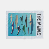 鯨の種類海哺乳類 フリースブランケット (正面(横))