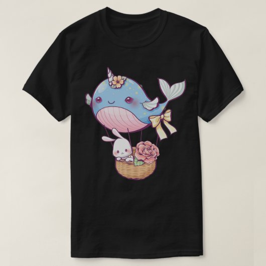 鯨の風船に入った小さなバニー Tシャツ (デザイン正面)