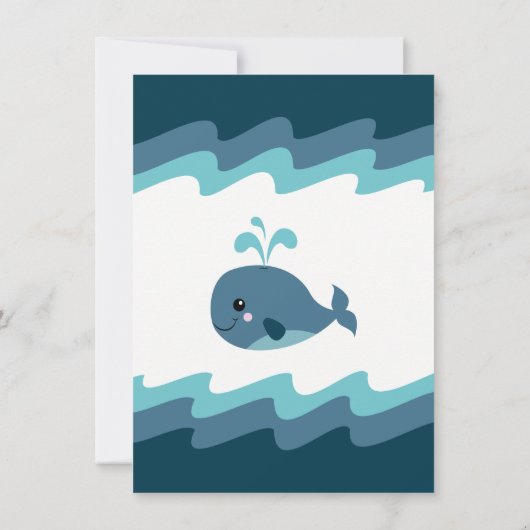 鯨をテーマにした青いベビーシャワー招待状 招待状 (裏面)