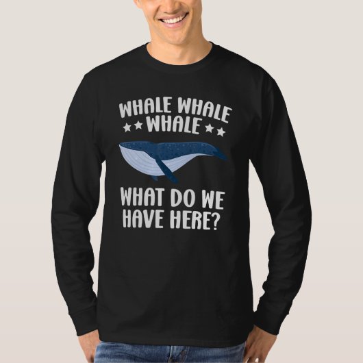 鯨クジラここで海の動物を持っているもの Tシャツ (正面)