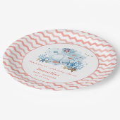 鯨サン航海のゴピンクの女の子のベビーシャワー ペーパープレート (アングル)