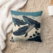 鯨シー海コーストノバスコシアコテージキャビン クッション (ブランケット)