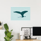 鯨プリントの壁掛け ポスター (ホームオフィス)