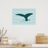 鯨プリントの壁掛け ポスター (キッチン)