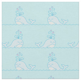 鯨プリント布ライトブルー ファブリック