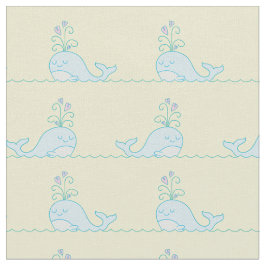 鯨プリント生地イエロー ファブリック