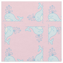 鯨プリント生地ピンク ファブリック