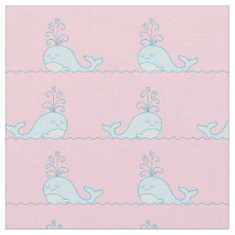 鯨プリント生地ピンク ファブリック