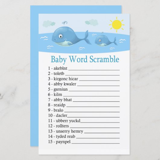 鯨ベビーの単語スクランブルゲーム (正面/裏面)