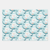 鯨ベビー包装紙フラットシートセット3 ラッピングペーパーシート (正面)