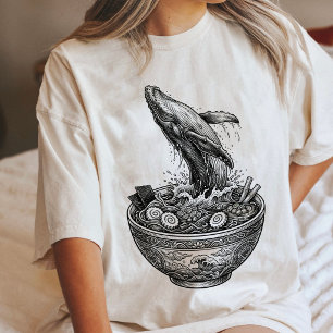 鯨ラーメン 日本料理 浮世絵アート トライブレンドTシャツ