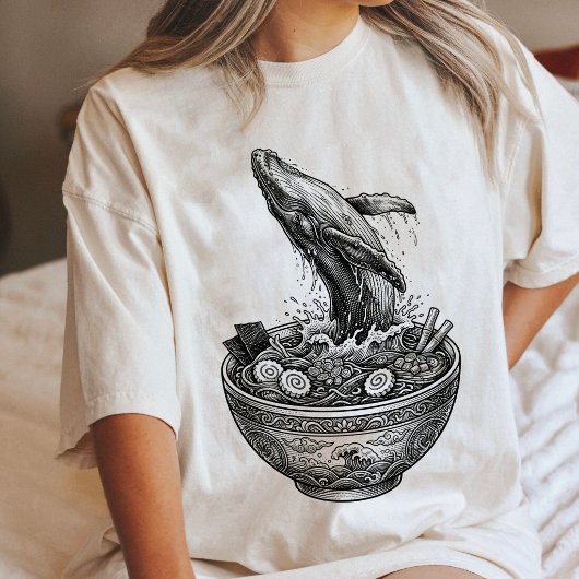 鯨ラーメン 日本料理 浮世絵アート トライブレンドＴシャツ