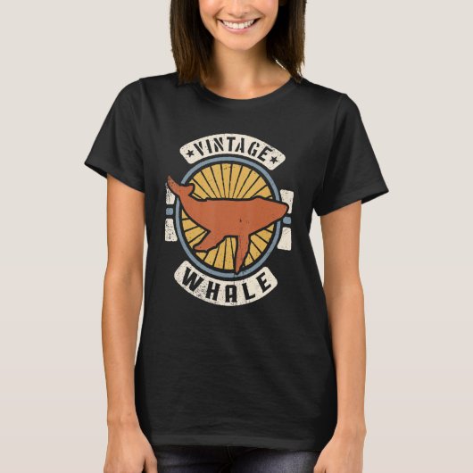 鯨ヴィンテージクラシックレトロ60s 70s動物 tシャツ (正面)